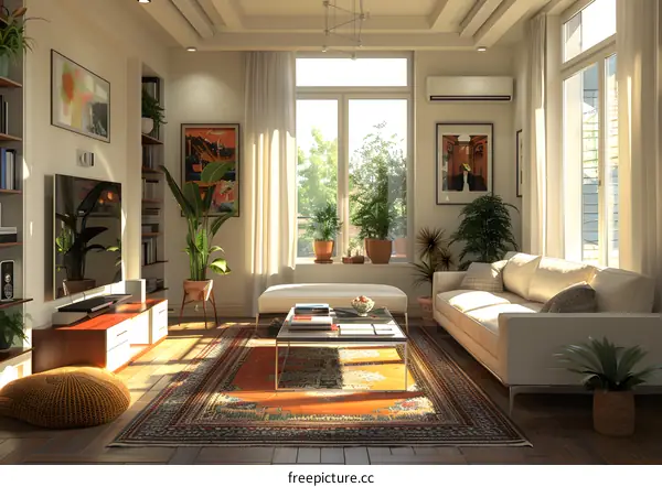 Indoor plants and modern minimalist home environment