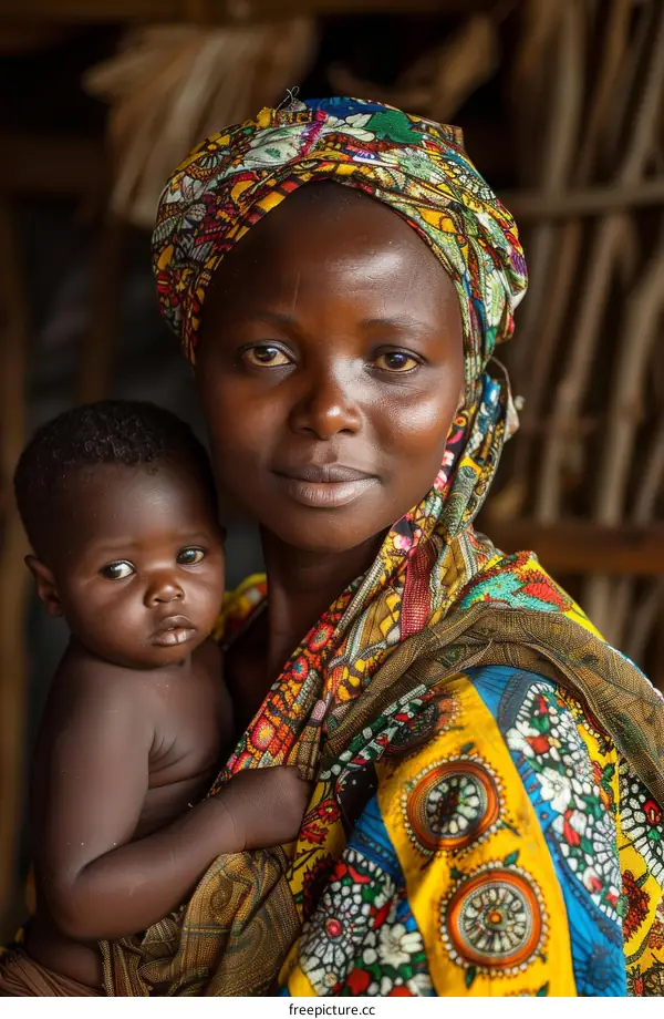 African Mother and Child Portrait