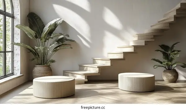 Modern Minimalist Wooden Staircase Interior Design