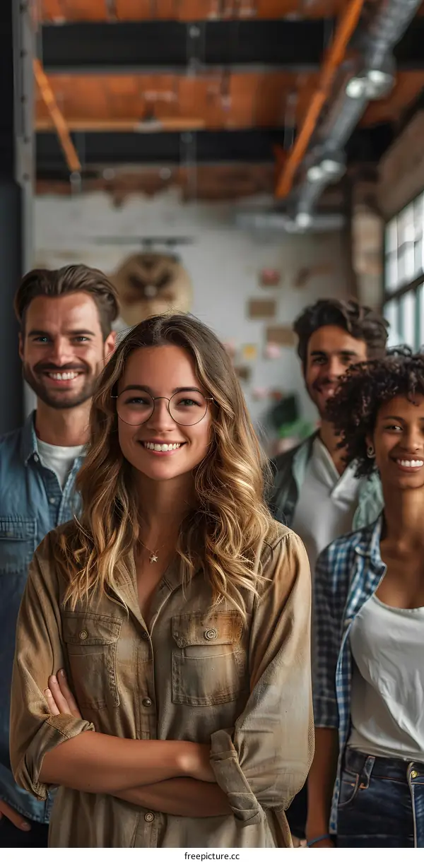 portrait of a group of multiethnic business people smiling at the camera