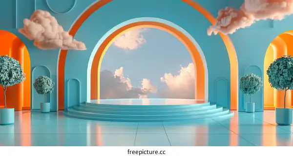 Colorful Archway Interior Design Scene