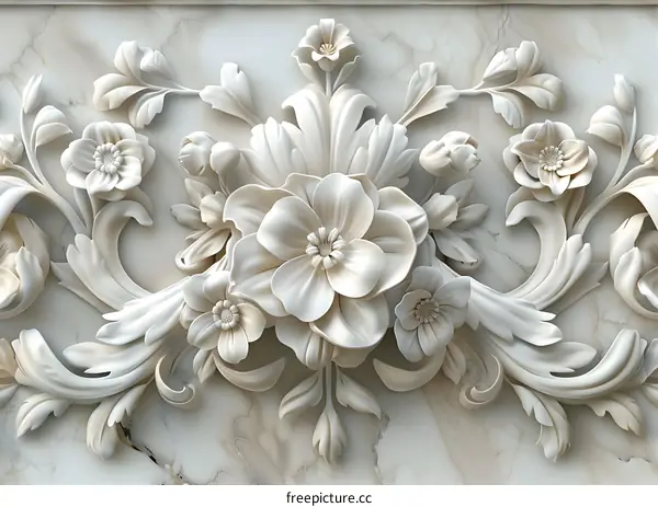 3D flower relief marble background wall