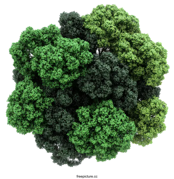 [Transparent Background PNG]Overhead View of a Lush Green Tree Canopy