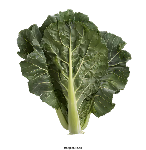[Transparent Background PNG]Fresh Green Collard Greens Isolated On White Background