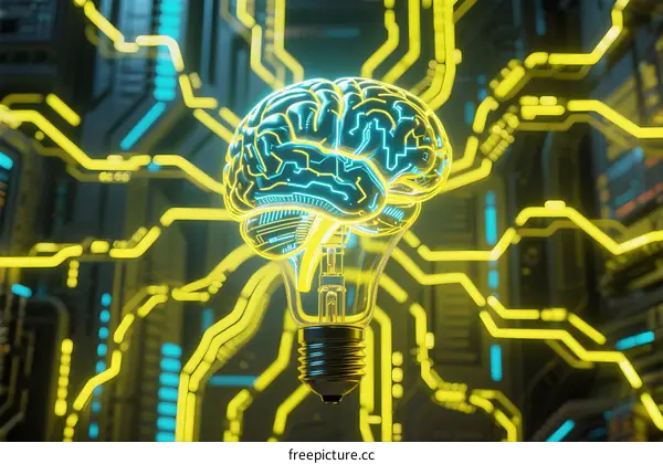 Neural Network Lightbulb Symbolizing Innovation in AI Technology