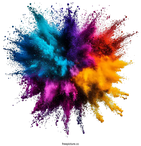 [Transparent Background PNG]Colorful Powder Explosion Abstract Art