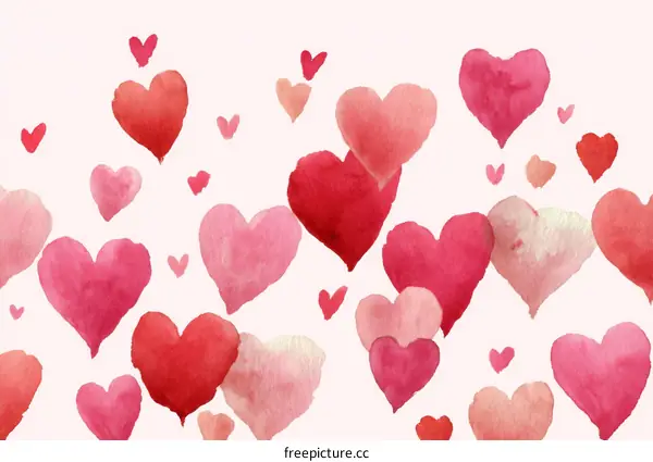 Watercolor Hearts Pattern Design