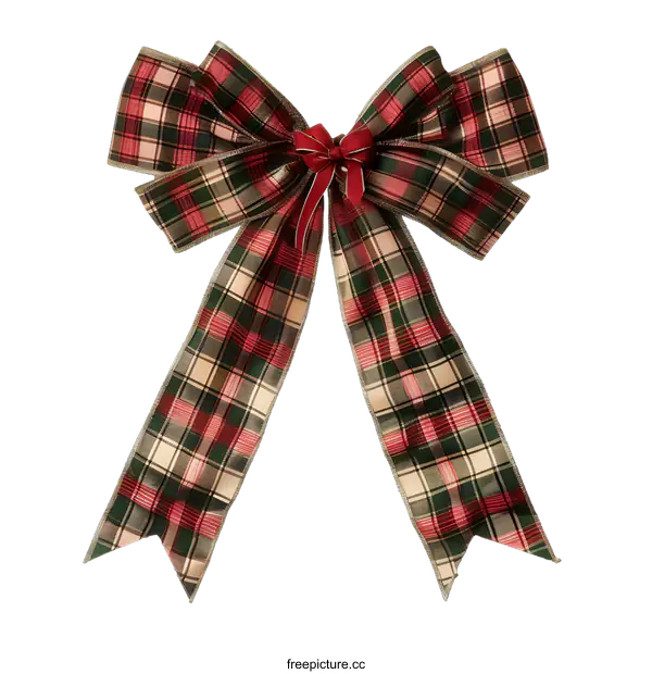 [Transparent Background PNG]Red and Green Plaid Christmas Bow