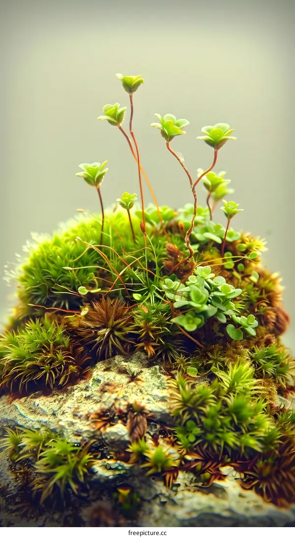 Closeup of Green Moss on a Rock