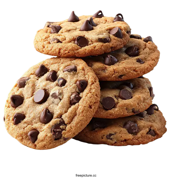 [Transparent Background PNG]Delicious Stack of Chocolate Chip Cookies