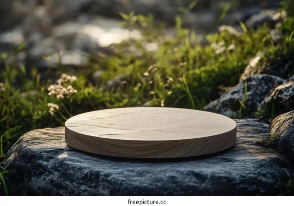 Wooden Round Platform Outdoors Natural Scene