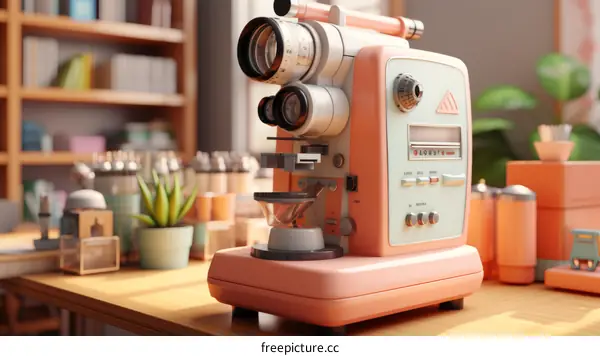 Retro styled coffee machine with a lot of buttons and knobs