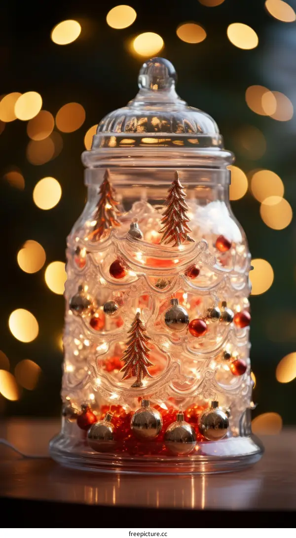 Christmas Ornament Glass Jar