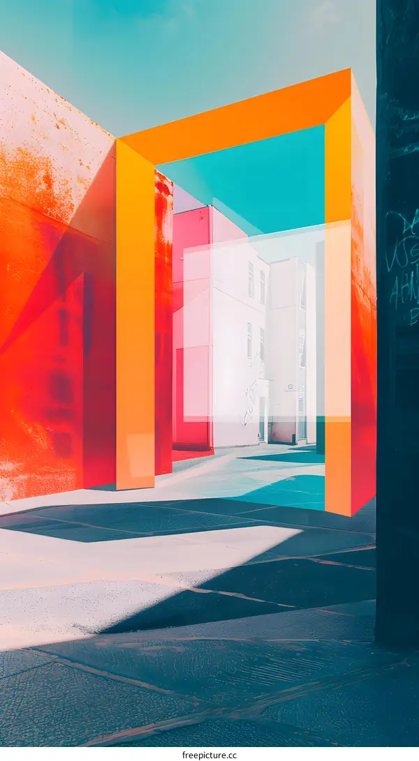Abstract Urban Architecture With Geometric Shapes and Colorful Walls