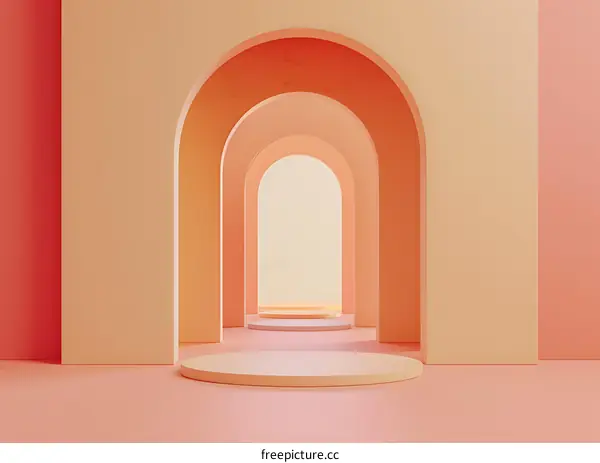 Abstract Orange Archway with Podium