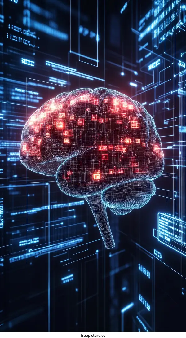 Digital Brain Network Technology Illustration