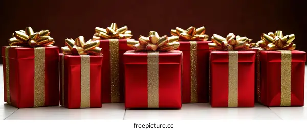 Red Gift Boxes with Golden Ribbons