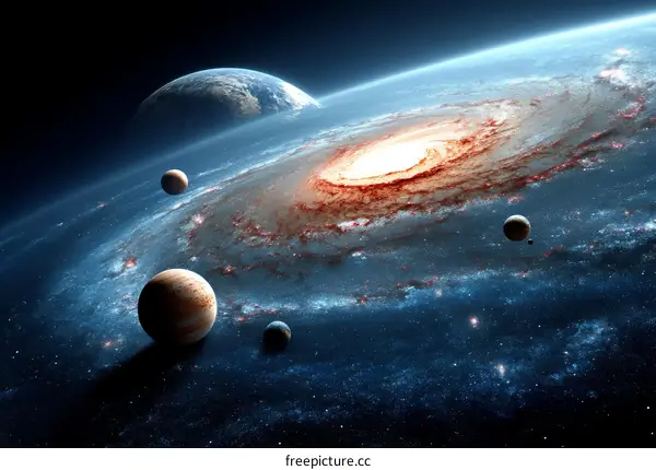 Cosmic Galaxy Nebula and Planets in Space
