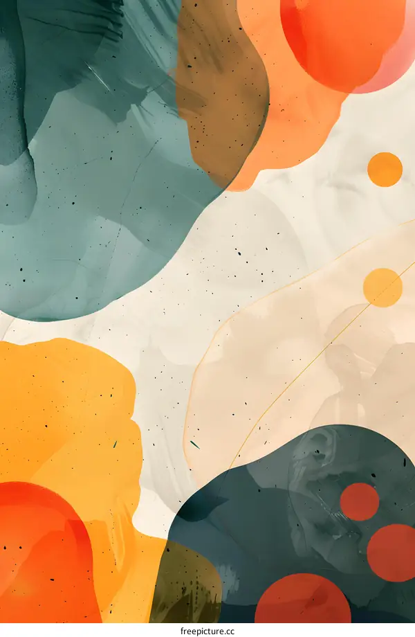 Abstract Art Painting with Orange, Yellow and Green Colors