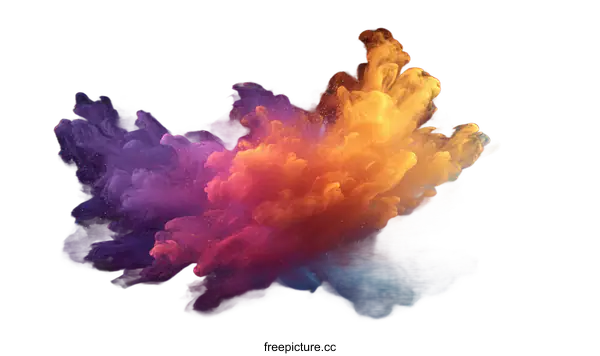 [Transparent Background PNG]Abstract Colorful Ink Explosion Art