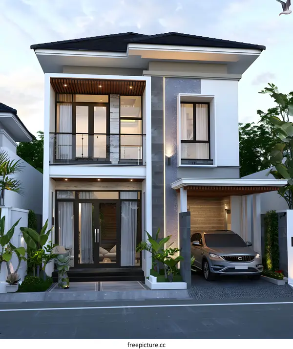 Modern Two Story House Design with Carport