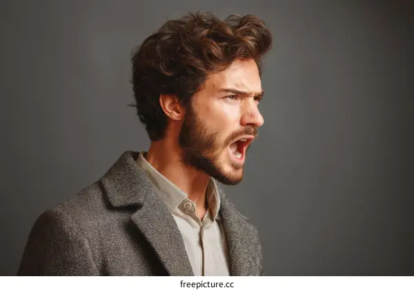 Angry Man Portrait Studio Shot