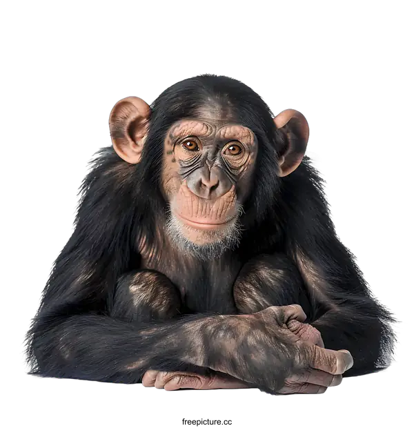 [Transparent Background PNG]A chimpanzee sits on a white background