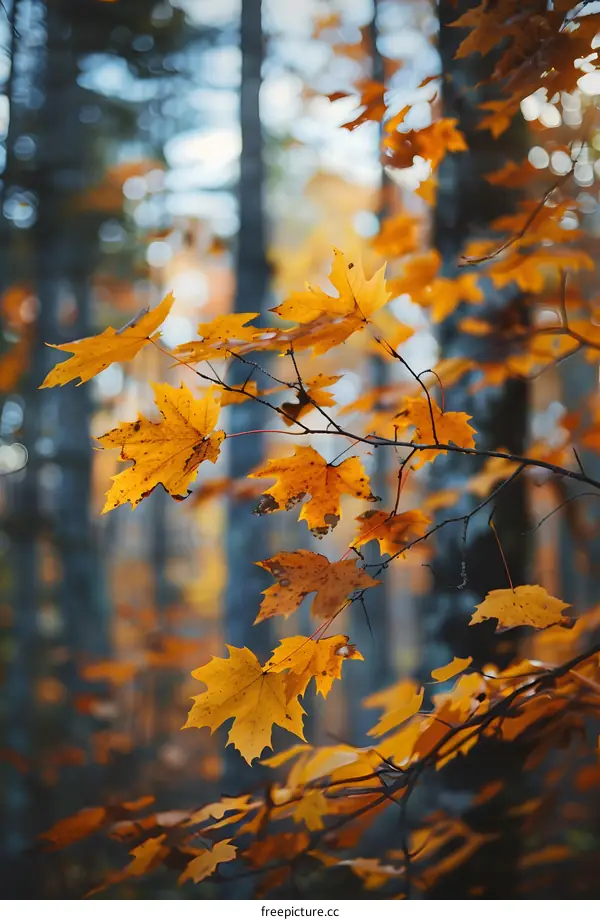 Autumn Leaves in a Forest