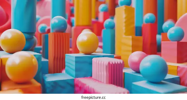 Abstract 3D Colorful Geometric Shapes Render
