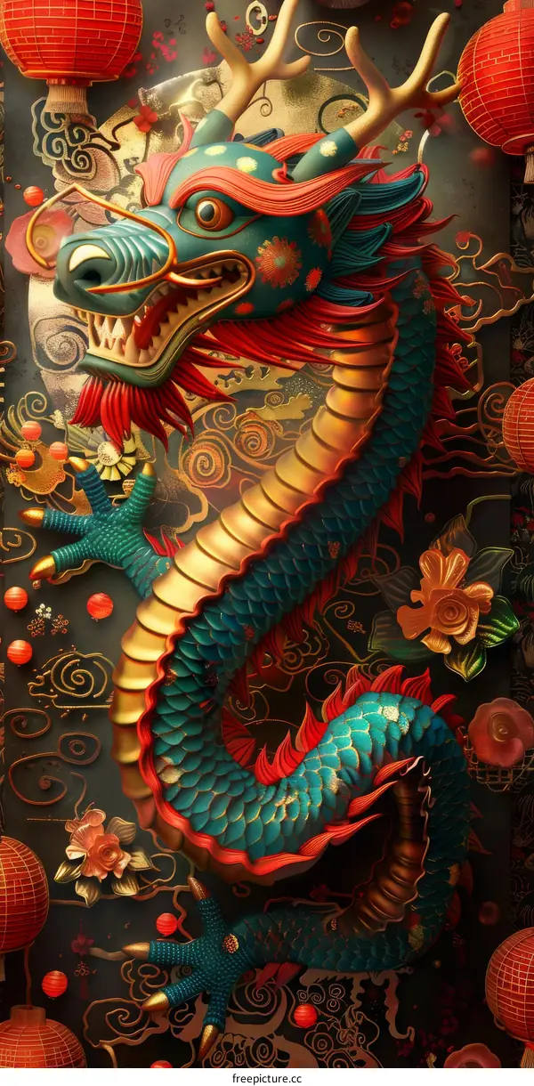 Colorful Chinese Dragon Illustration