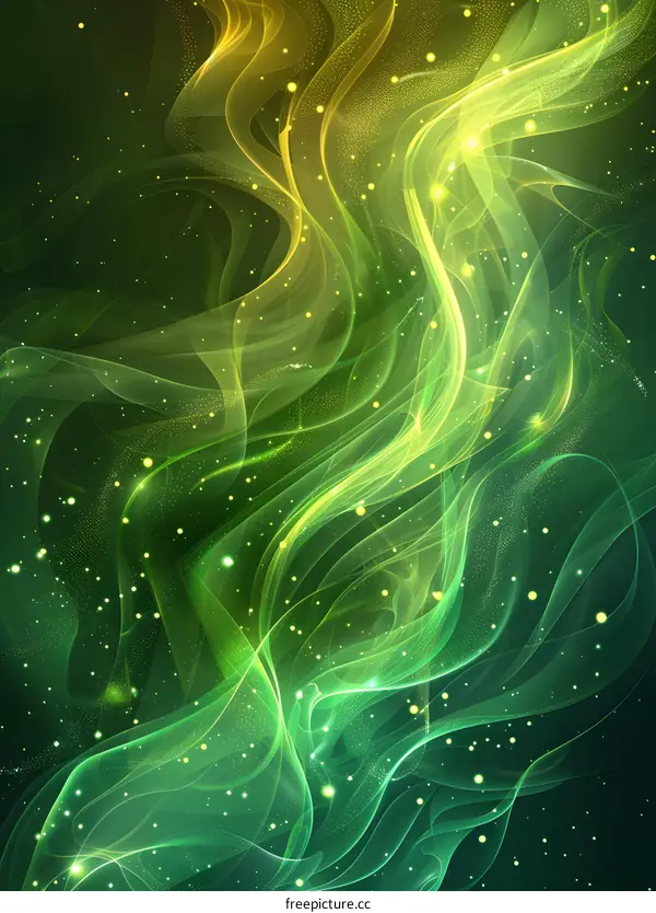 Green and yellow intertwined wavy light