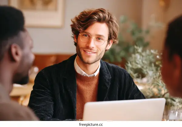 Business Meeting in a Casual Cafe Setting