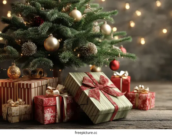 Christmas Gifts and Decorated Tree
