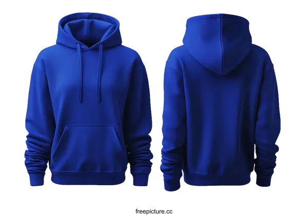 [Transparent Background PNG]Blank Royal Blue Hoodie Mockup