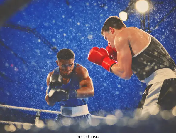 Two Professional Boxers in Action During a Fight