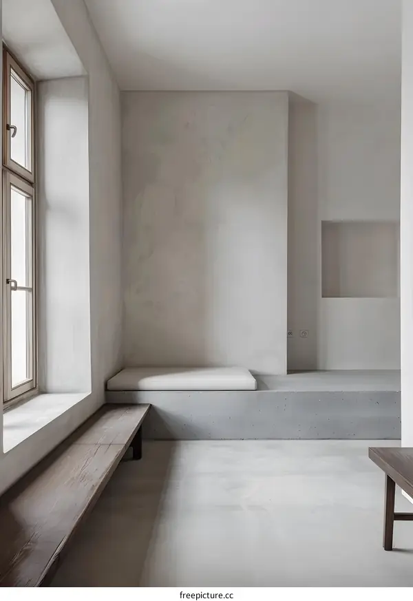 Minimalist Interior Design with Concrete and Wood