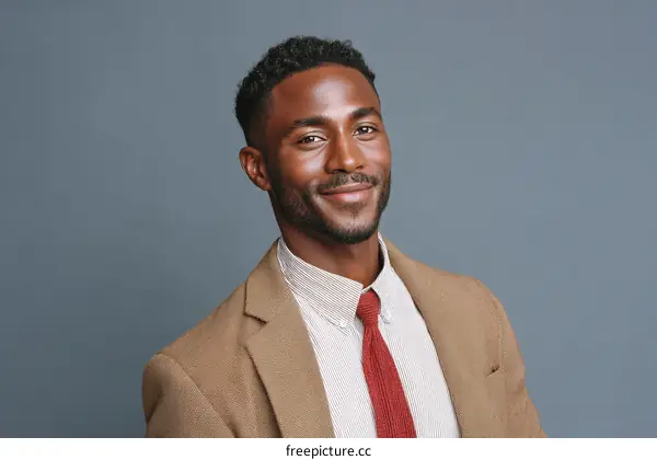 Close-up Portrait of a Smiling Black Man in a Business Outfit