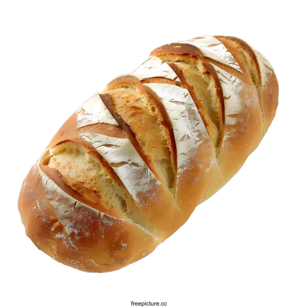[Transparent Background PNG]Freshly Baked Loaf of White Bread on White Background