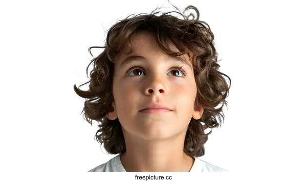 [Transparent Background PNG]Curious Boy Looking Up
