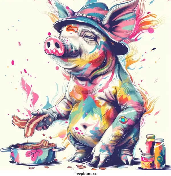 Psychedelic Pig Painting