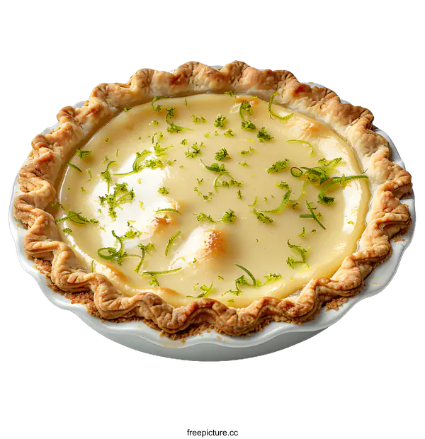 [Transparent Background PNG]A delicious key lime pie with a buttery flaky crust