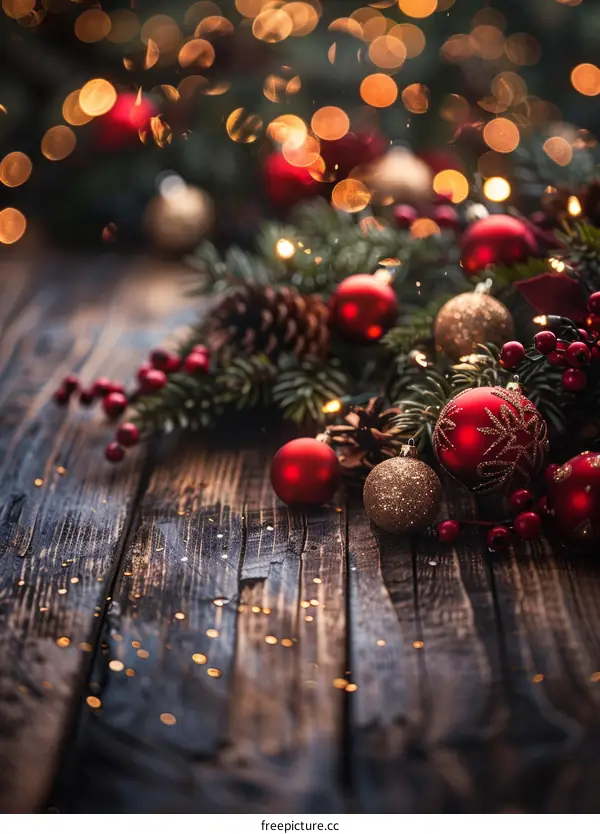 Christmas Still Life with Ornaments and Garland