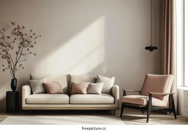 Modern Beige Living Room Interior Design