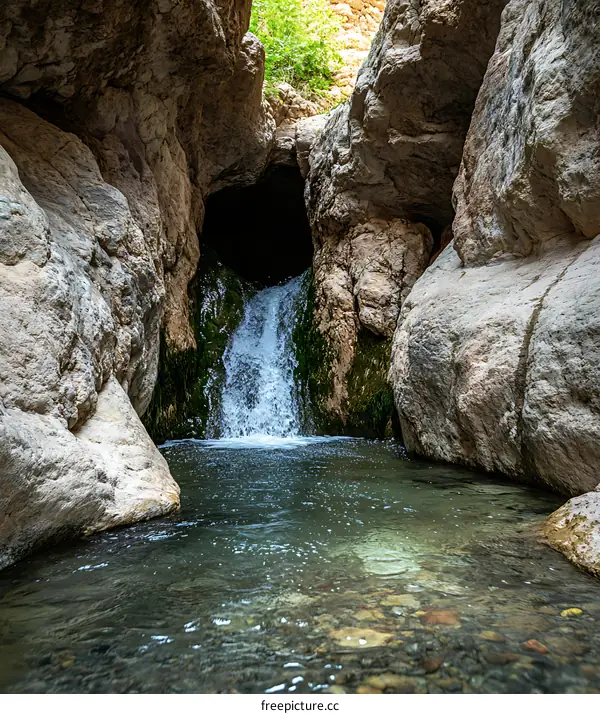 Small Waterfall in Rocky Canyon