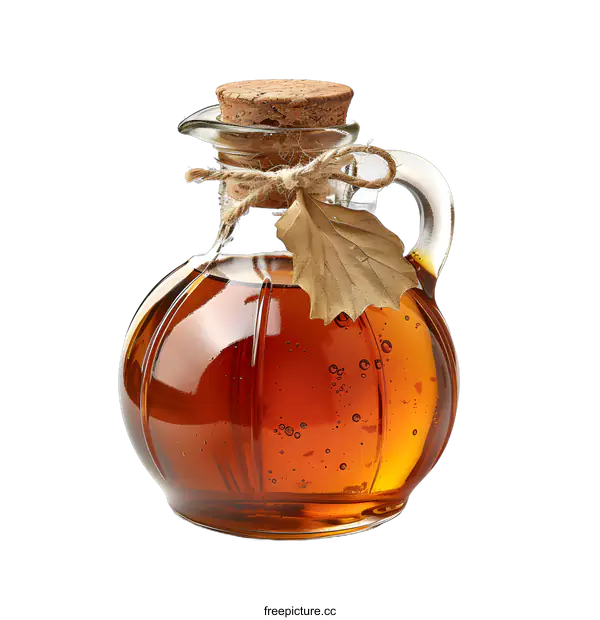 [Transparent Background PNG]Glass Bottle Filled with Maple Syrup