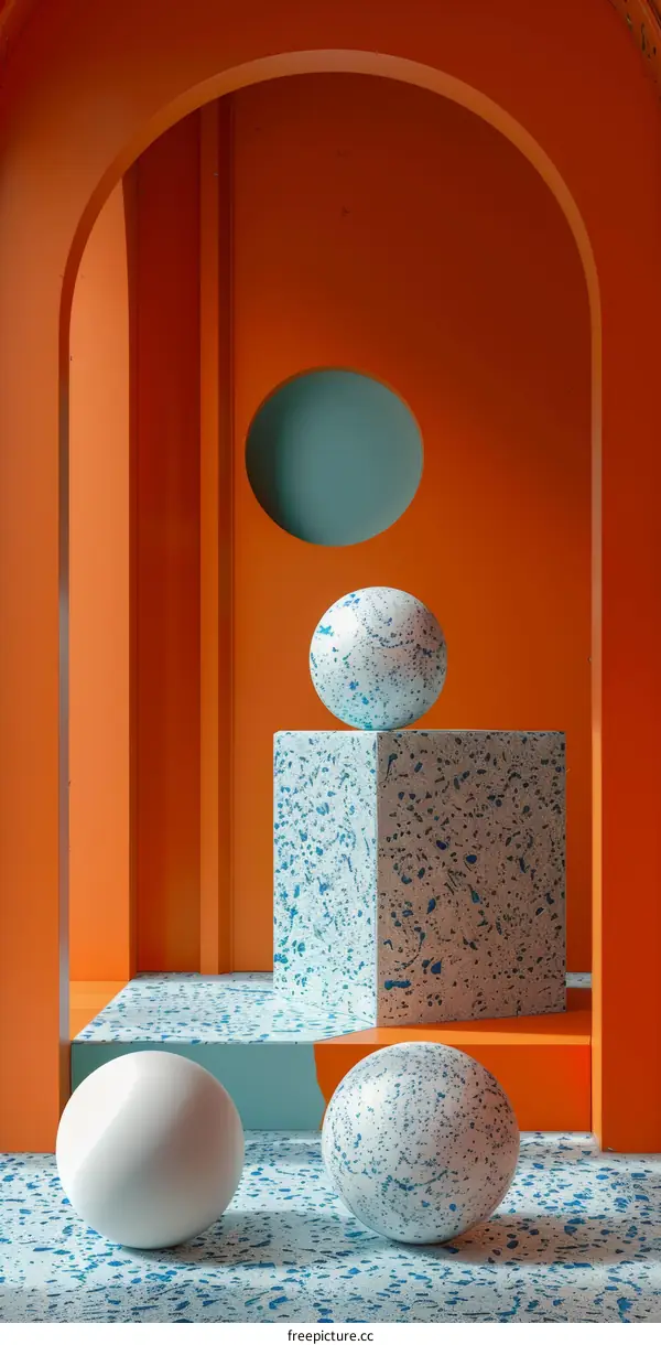 Abstract Geometric Orange Archway Scene