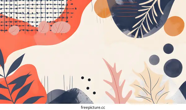 Abstract Art With Geometric Shapes And Leaf Illustration