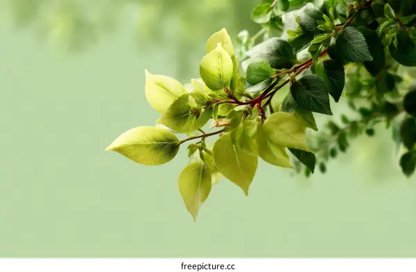 Fresh Spring Leaves on Branch
