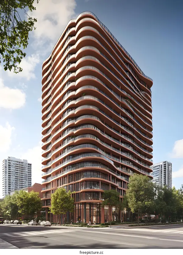 Modern Architecture Building With Curved Balconies