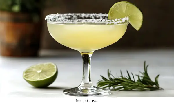 Refreshing Margarita Cocktail with Lime and Salt Rim
